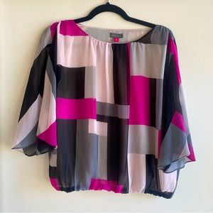 Vince Camuto pink colorblock blouse XS